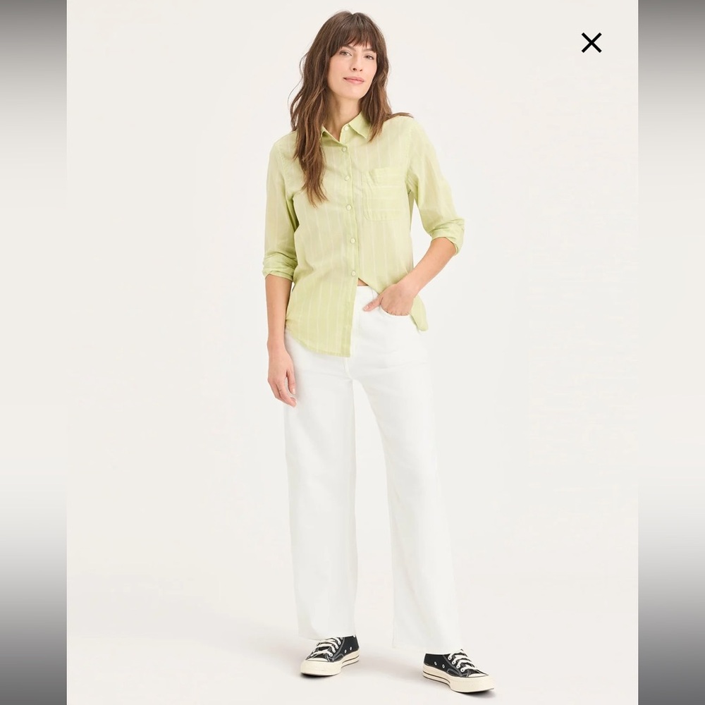 White High Straight Wide Leg Dockers Jeans 28W